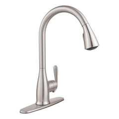 Haysfield Single Handle Deck-mount Pull-down Kitchen Faucet with Sprayer in Spot Resist Stainless in Stainless Steel | product photo