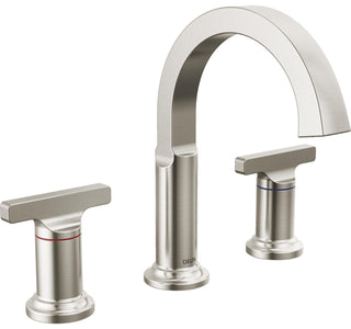 Tetra 3-Hole Widespread Bathroom Faucet, 2-Handle Bathroom Sink Faucet with Drain Assembly in Stainless Steel