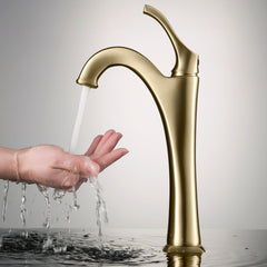 Arlo Single Hole Bathroom Faucet with Drain Assembly in Brushed Gold | product photo