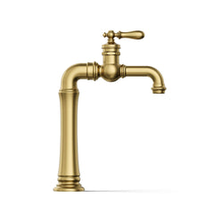 Kohler Artifacts Gentleman's Single Hole Bathroom Faucet in Vibrant Brushed Moderne Brass | product photo