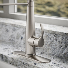 Kohler Simplice Single Handle Semi-Professional Pre-Rinse Kitchen Sink Faucet with Three-Function Pull Down Sprayer | detail photo