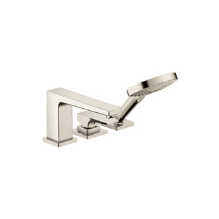 Metropol Single Handle Deck Mounted Roman Tub Faucet Trim with Diverter and Handshower in Polished Nickel