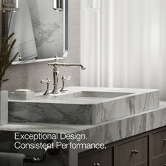 Kohler Artifacts Widespread Bathroom Faucet Spout with Drain Assembly in Vibrant Polished Nickel | product photo