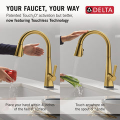 Lenta Touchless Kitchen Faucet with Touch Technology in Brushed Gold | product photo