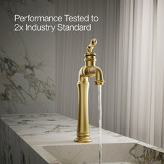 Kohler Artifacts Gentleman's Single Hole Bathroom Faucet in Vibrant Brushed Moderne Brass | product photo