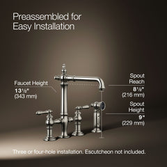 Kohler Artifacts Bridge Faucet in Vibrant Polished Nickel | product photo