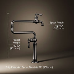 Kohler Artifacts Single-Hole Deck-Mount Pot Filler with Extended Spout | product photo