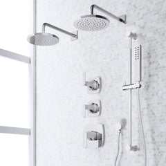 Sefina Thermostatic Shower System with Dual Showerheads, Slide Bar & Hand Shower, Chrome | product photo