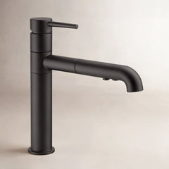 Trinsic Pull Out Sprayer Kitchen Sink Faucet, Single Handle Kitchen Faucet in Matte Black | product photo
