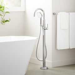 Greyfield Single Handle Floor Mounted Freestanding Tub Filler in Chrome | product photo