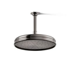 Traditional Round 10" Rainhead with Katalyst Air-Induction Spray in Vibrant Titanium | product photo