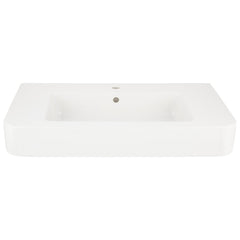 33" Burleson White Porcelain Rectangular Wall Bathroom Sink with Overflow | product photo