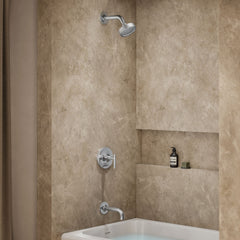 Purist Rite-Temp Pressure-Balancing Bath and Shower Faucet Trim with Push-Button Diverter, 7-3/4" Spout and Lever Handle, Valve Not Included in Polished Chrome | product photo