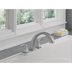 Dryden Double Handle Deck Mounted Roman Tub Faucet Trim in Stainless | product photo