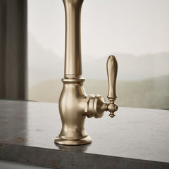 Artifacts Single Handle Kitchen Sink Faucet with Accessories in Vibrant Brushed Bronze | detail photo
