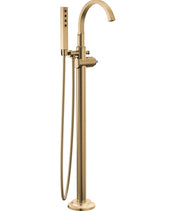 Tetra Freestanding Tub Filler with Hand Held Shower, Bathtub Faucet, Floor Mount Tub Faucet in Lumicoat Bronze
