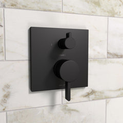 Ecostat Square Thermostat Shower Trim with Diverter Valve Trim Only in Matte Black | product photo