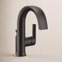 Doux Single Hole Bathroom Faucet with Drain Assembly in Matte Black | product photo