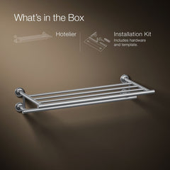 Kohler Purist 24" Hotelier Metal Wall-Mount Bathroom Shelf, Towel Holder | product photo