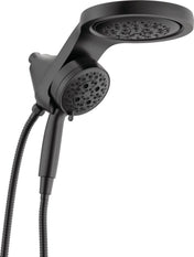 6-Setting HydroRain 2-in-1 Dual Shower Head with ProClean Spray, 2.5 GPM in Matte Black
