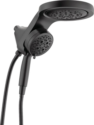 6-Setting HydroRain 2-in-1 Dual Shower Head with ProClean Spray, 2.5 GPM in Matte Black