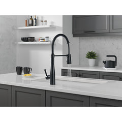 Essa Pro Style Commercial Kitchen Faucet with Pull Down Sprayer, Matte Black Single Hole Kitchen Sink Faucet, Single Handle, Matte Black | product photo