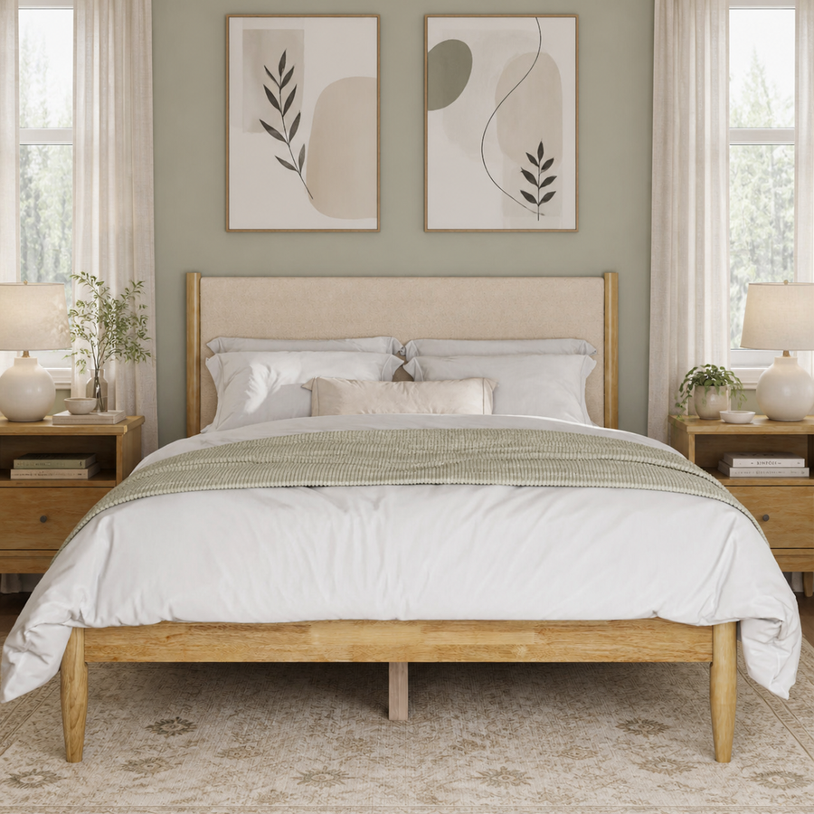 Grevane Scalpay Solid Wood Boucle Bed