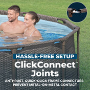 Bestway Power Steel 14 Foot Round Above Ground Pool Set with Filter Pump & Cover
