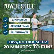 Bestway Power Steel 14 Foot Round Above Ground Pool Set with Filter Pump & Cover