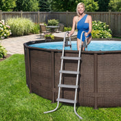 Bestway Power Steel 14 Foot Round Above Ground Pool Set with Filter Pump & Cover
