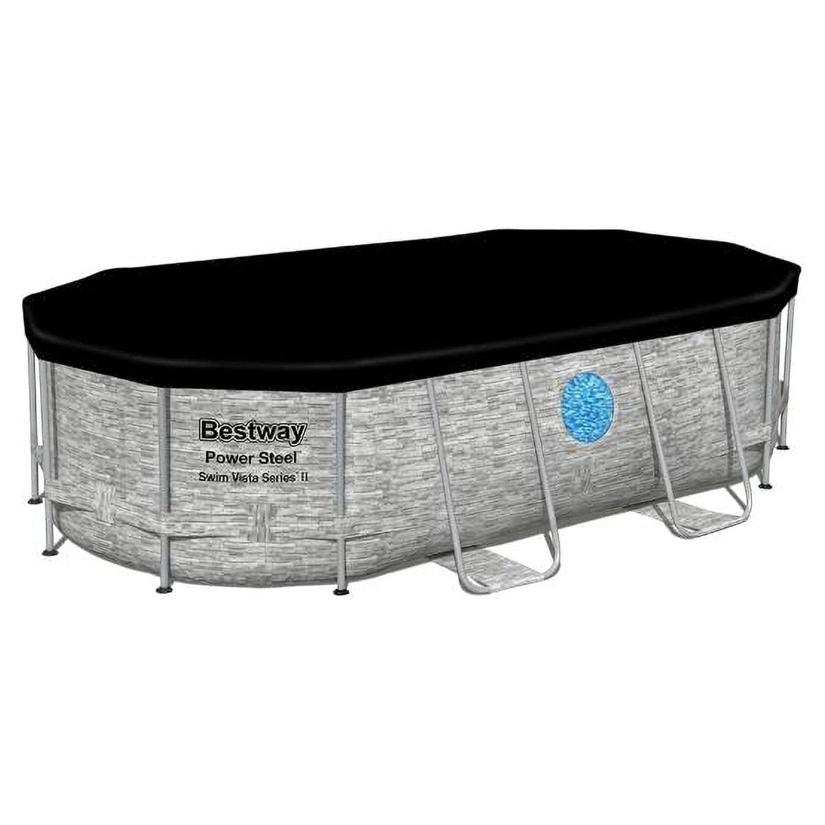Bestway Power Steel Swim Vista Above Ground Pool Set with Filter Pump, Ladder & Cover