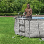 Bestway Power Steel Swim Vista Above Ground Pool Set with Filter Pump, Ladder & Cover