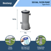 Bestway Power Steel Swim Vista Above Ground Pool Set with Filter Pump, Ladder & Cover