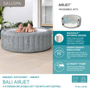 Features | Manufacturer graphic on 140 AirJets, MaxHold beams, and insulated walls