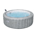 Front | Filled gray wicker-print hot tub bubbling on a white background