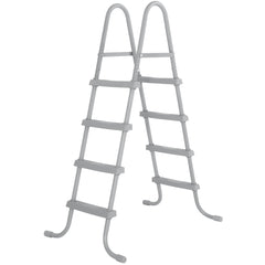 Ladder | Gray four-step A-frame pool ladder on a white backdrop