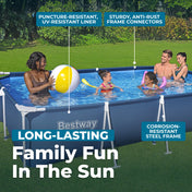 Bestway Steel Pro rectangular pool setup and frame detail diagram