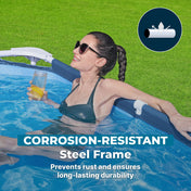 Bestway Steel Pro rectangular pool feature callouts diagram