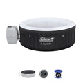 Box contents | Manufacturer graphic of the spa with cover, ChemConnect, and filter icons