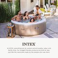 Brand | Intex family spa story card; people and the tan tub shown are styling, not this navy SKU