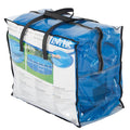 Packaging | Folded solar cover in a clear zip bag marked for an 18 foot pool