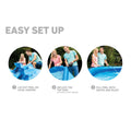 Setup | Three step Easy Set graphic: lay out, inflate the ring, fill with water