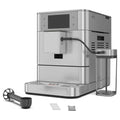 Front | KitchenAid KF8 fully automatic espresso machine in brushed stainless steel on a white backdrop