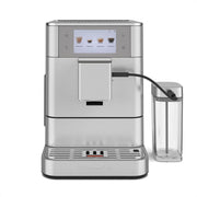 Angle | KitchenAid KF8 fully automatic espresso machine three-quarter view showing control panel and milk carafe