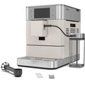 Angle | KitchenAid KF8 espresso machine three-quarter view showing control panel and milk frother