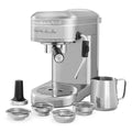 Angle | KitchenAid KES6503 semi-automatic espresso machine three-quarter view showing control panel and portafilter