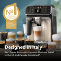 Features | Features diagram highlighting the built-in grinder and beverage options