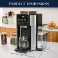 Specs graphic | De'Longhi TrueBrew coffee maker dimensions and capacity diagram