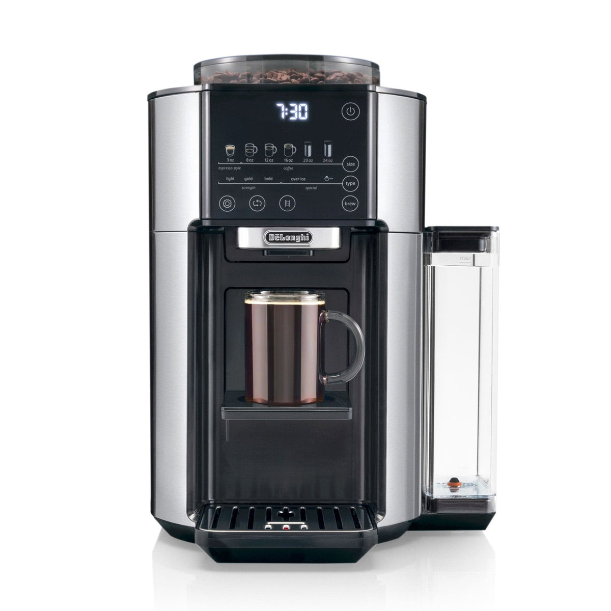 Hero | De'Longhi TrueBrew coffee maker front view on white backdrop