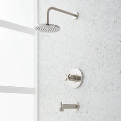 Vassor Pressure Balance Tub and Shower System, Brushed Nickel | product photo